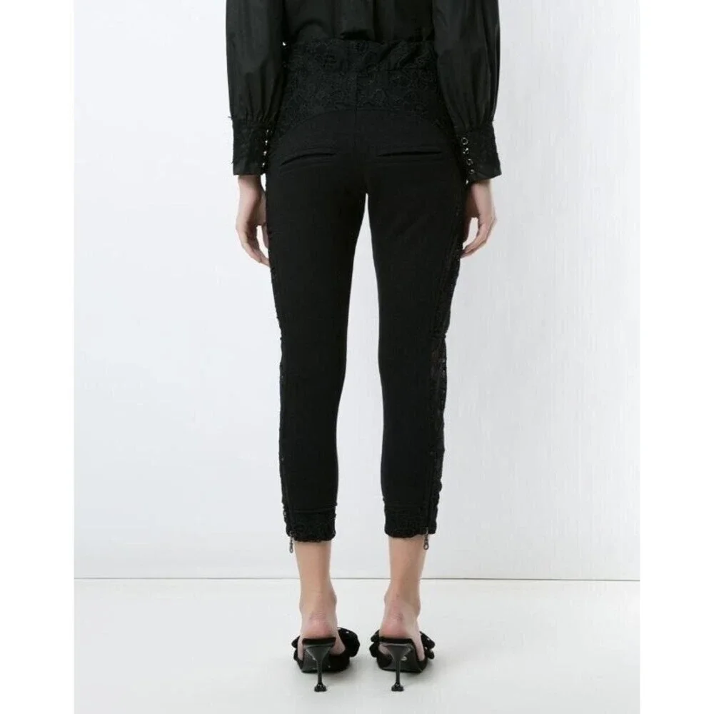 Andrea Bogosian Track Pants NWT Black Lace Suzanne Trousers Retail $477 Size S - Picture 3 of 8